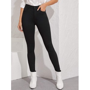 Black Wash Button Fly Skinny Jeans