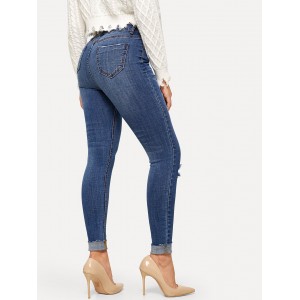 Rolled Knee Rips Jeggings