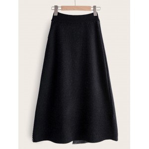 Contrast Striped Panel Tie Front Sweater Skirt
