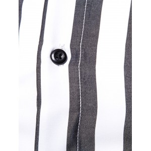 Men Black & White Vertical-Striped Shirt