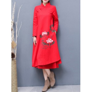 Chinese Style Casual Loose Women Two Layer Dresses